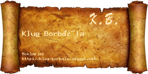Klug Borbála névjegykártya